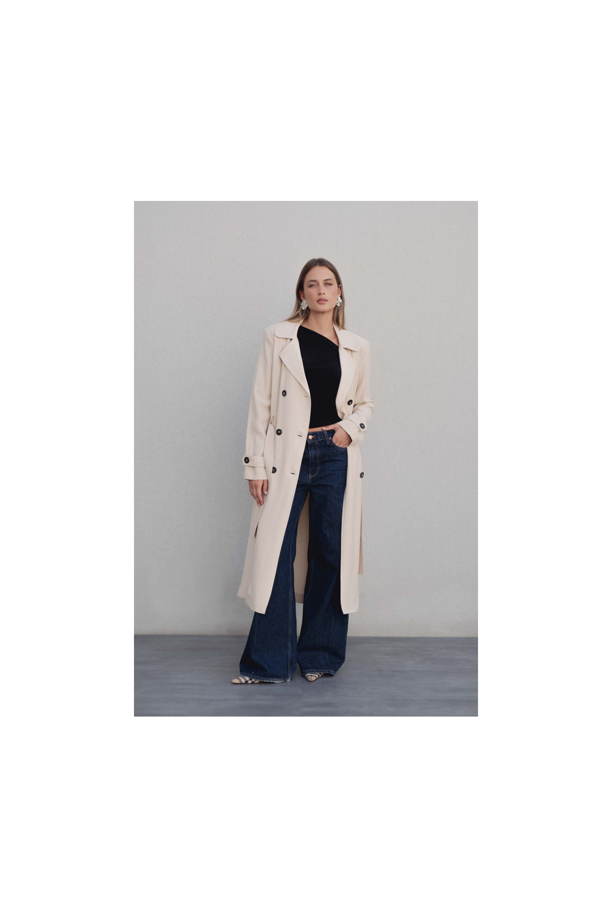 Gabardina oversize beige